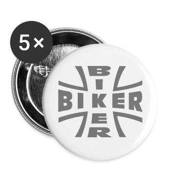 biker - Lot de 5 grands badges (56 mm) - blanc - Devant