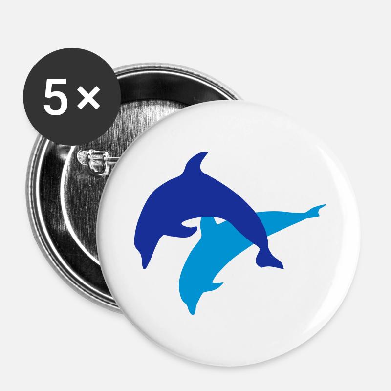 Delfine, Delfin - Buttons groß 56 mm (5er Pack) - Weiß
