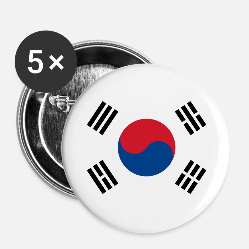 Korea flag - Buttons large 2.2''/56 mm (5-pack) - white