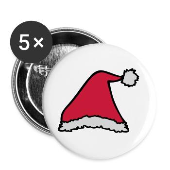 Weihnachtsmütze - Buttons groß 56 mm (5er Pack) - Weiß - Vorne