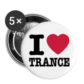 I love trance / I heart trance - Buttons large 2.2''/56 mm (5-pack) - white - Front