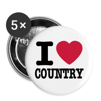 i love country / i heart country - Buttons large 2.2''/56 mm (5-pack) - white - Front