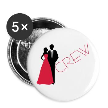 Braut Crew Hochzeit Bräutigam - Buttons groß 56 mm (5er Pack) - Weiß - Vorne