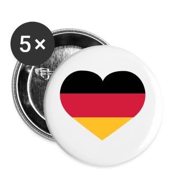 Deutschland Herz - Buttons groß 56 mm (5er Pack) - Weiß - Vorne