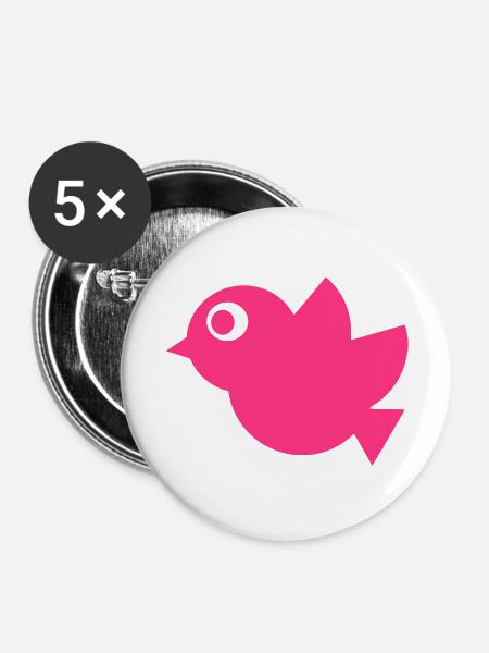 Vogel - Buttons groß 56 mm (5er Pack) - Weiß