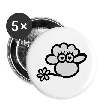 Verliebtes Schaf Kopf 2farbig - Buttons groß 56 mm (5er Pack) - Weiß - Vorne