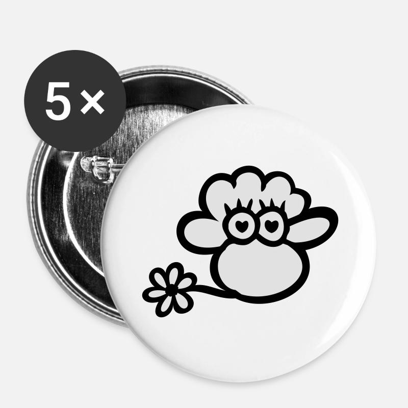 Verliebtes Sheepshead 2farbig - Buttons large 2.2''/56 mm (5-pack) - white