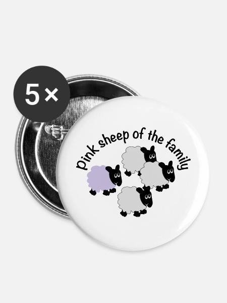 Pink sheep of the family - Buttons large 2.2''/56 mm (5-pack) - white