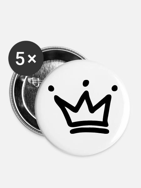 crown crowns king - Buttons large 2.2''/56 mm (5-pack) - white
