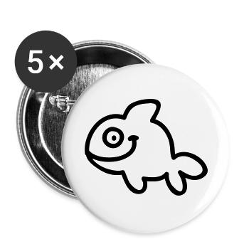 Fish - Fisch - Line - Buttons groß 56 mm (5er Pack) - Weiß - Vorne
