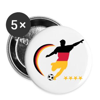 Fußballspieler Germany - Buttons groß 56 mm (5er Pack) - Weiß - Vorne