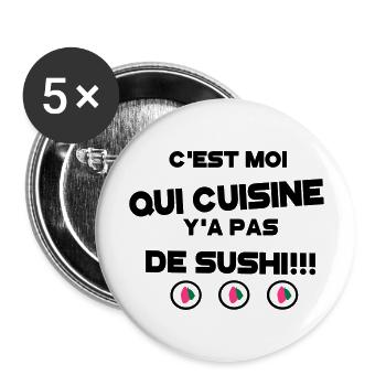 y'a pas de sushi 5 - Lot de 5 grands badges (56 mm) - blanc - Devant