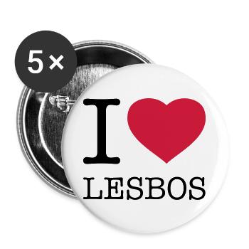 I LOVE LESBOS Greece Griechenland - Buttons groß 56 mm (5er Pack) - Weiß - Vorne