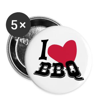 I love BBQ - Buttons groß 56 mm (5er Pack) - Weiß - Vorne