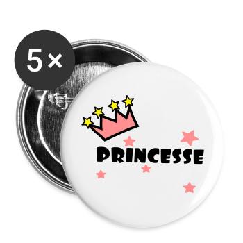 princesse,couronne,étoiles - Lot de 5 grands badges (56 mm) - blanc - Devant
