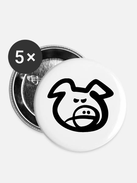 Schweinekopf (Vektor) - Buttons groß 56 mm (5er Pack) - Weiß
