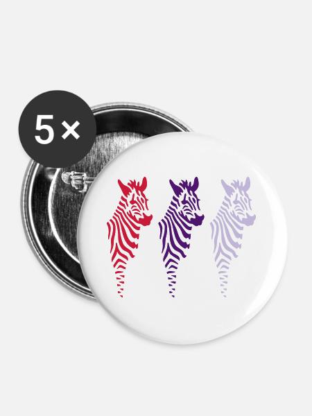 three zebras (b) - Buttons large 2.2''/56 mm (5-pack) - white