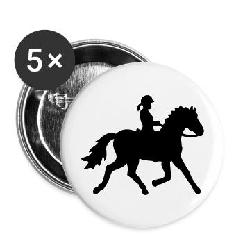 Trabendes Pony - Mädchen - Buttons groß 56 mm (5er Pack) - Weiß - Vorne