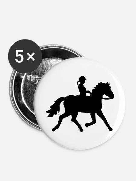 Trabendes Pony - Mädchen - Buttons groß 56 mm (5er Pack) - Weiß