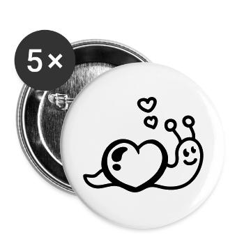 Heart worm - Line - Buttons large 2.2''/56 mm (5-pack) - white - Front
