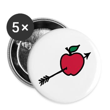 Wilhelm Tell Apfel I love - Buttons groß 56 mm (5er Pack) - Weiß - Vorne