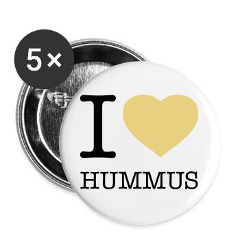 I LOVE HUMMUS - Buttons groß 56 mm (5er Pack) - Weiß - Vorne