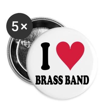 I love Brass Band - Buttons large 2.2''/56 mm (5-pack) - white - Front