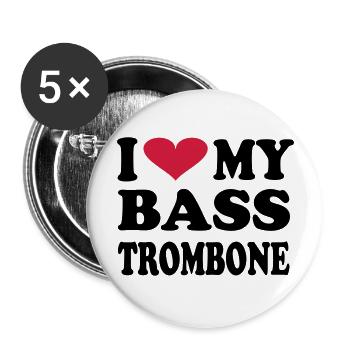 I Love my bass trombone - Buttons large 2.2''/56 mm (5-pack) - white - Front
