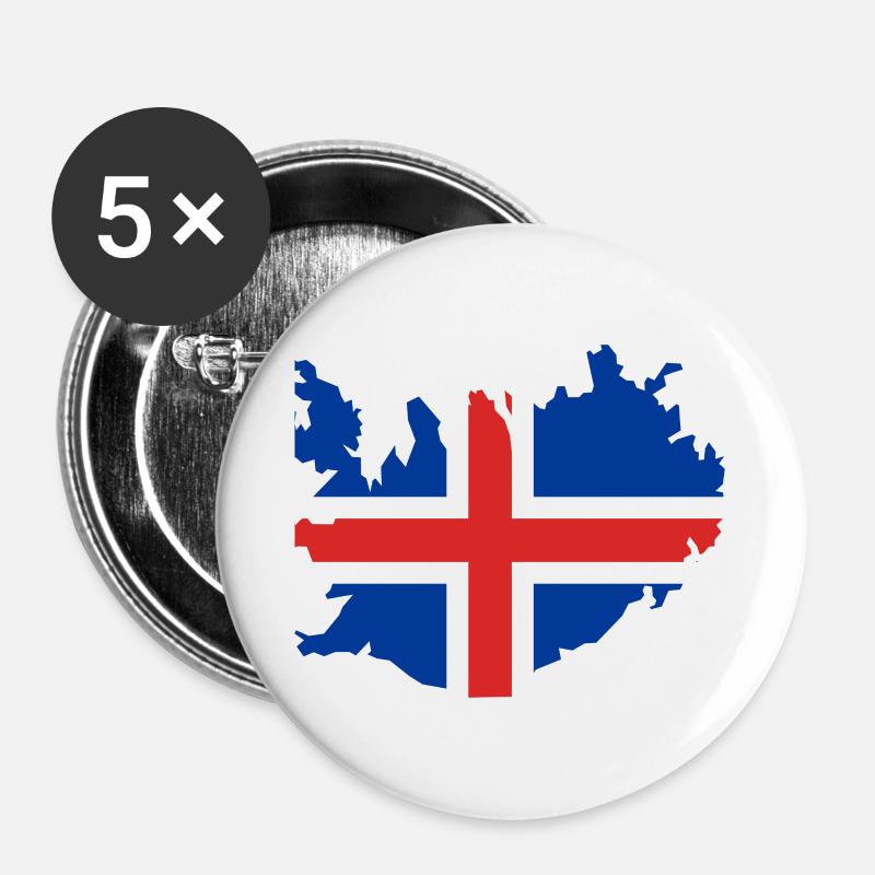Iceland - Buttons groß 56 mm (5er Pack) - Weiß