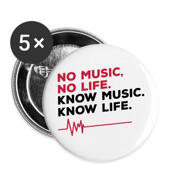 No music no life - Buttons groß 56 mm (5er Pack) - Weiß - Vorne