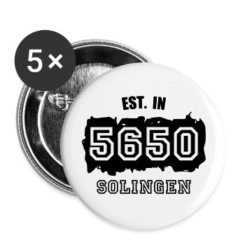 Est. 5650 Solingen - Buttons groß 56 mm (5er Pack) - Weiß - Vorne