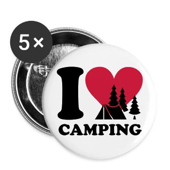 i love camping - Buttons groß 56 mm (5er Pack) - Weiß - Vorne