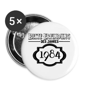 Beste Erfindung des Jahres 1984 Geschenk - Buttons groß 56 mm (5er Pack) - Weiß - Vorne