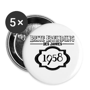 Beste Erfindung des Jahres 1958 Geschenk - Buttons groß 56 mm (5er Pack) - Weiß - Vorne