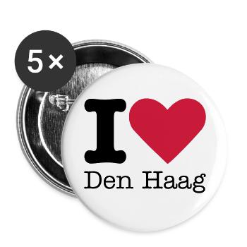 I Love Den Haag - Buttons groß 56 mm (5er Pack) - Weiß - Vorne