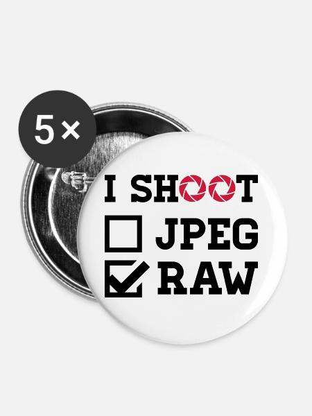 I Shoot – Fotografie Kamera Fotograf - Buttons groß 56 mm (5er Pack) - Weiß