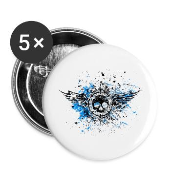 Skullwings - Buttons groß 56 mm (5er Pack) - Weiß - Vorne