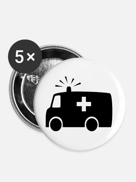 Ambulanz - Buttons groß 56 mm (5er Pack) - Weiß