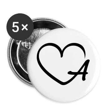 Liebe Buchstabe A - Buttons groß 56 mm (5er Pack) - Weiß - Vorne