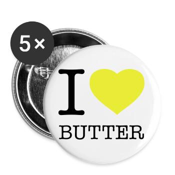 I LOVE BUTTER - Buttons large 2.2''/56 mm (5-pack) - white - Front