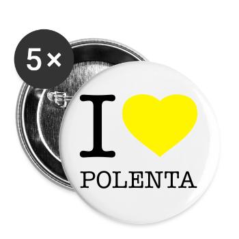 I LOVE POLENTA Mais - Buttons groß 56 mm (5er Pack) - Weiß - Vorne