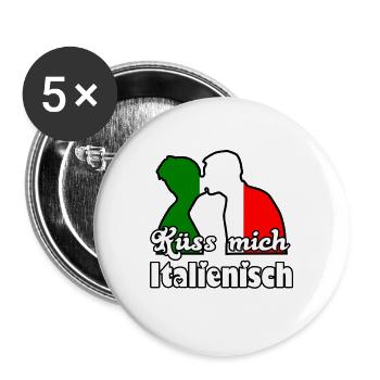 Küss mich Italienisch Geschenk - Buttons groß 56 mm (5er Pack) - Weiß - Vorne
