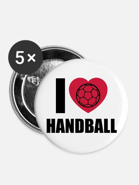 ich liebe handball - Buttons groß 56 mm (5er Pack) - Weiß