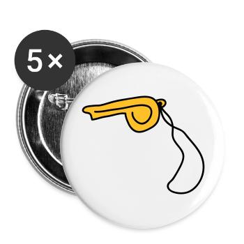 pfeife_2c - Buttons groß 56 mm (5er Pack) - Weiß - Vorne
