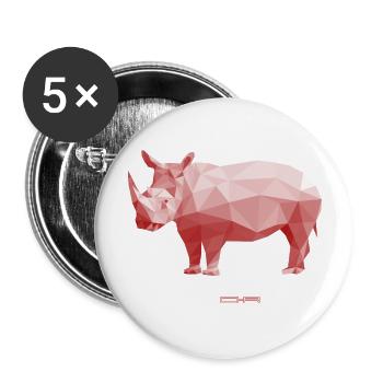 Low Poly Rhino - Buttons groß 56 mm (5er Pack) - Weiß - Vorne