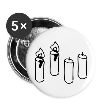 2 Adventskerzen,Adventskerzen,2 Advent,zweiter - Buttons groß 56 mm (5er Pack) - Weiß - Vorne