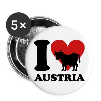 I love Austria - Österreich - Buttons groß 56 mm (5er Pack) - Weiß - Vorne
