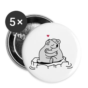 Two polar bears in love on an ice floe - Buttons large 2.2''/56 mm (5-pack) - white - Front