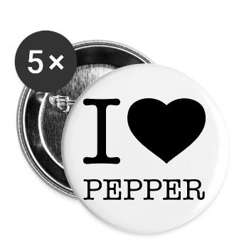 I LOVE PEPPER Pfeffer - Buttons groß 56 mm (5er Pack) - Weiß - Vorne