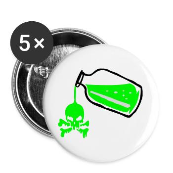 Poison bottle with a skull - Buttons large 2.2''/56 mm (5-pack) - white - Front